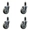 Service Caster 4'' Gray Poly Wheel Swivel 1-1/4'' Expanding Stem Caster Set, 4PK SCC-EX20S414-PPUB-114-4 - alternate 1